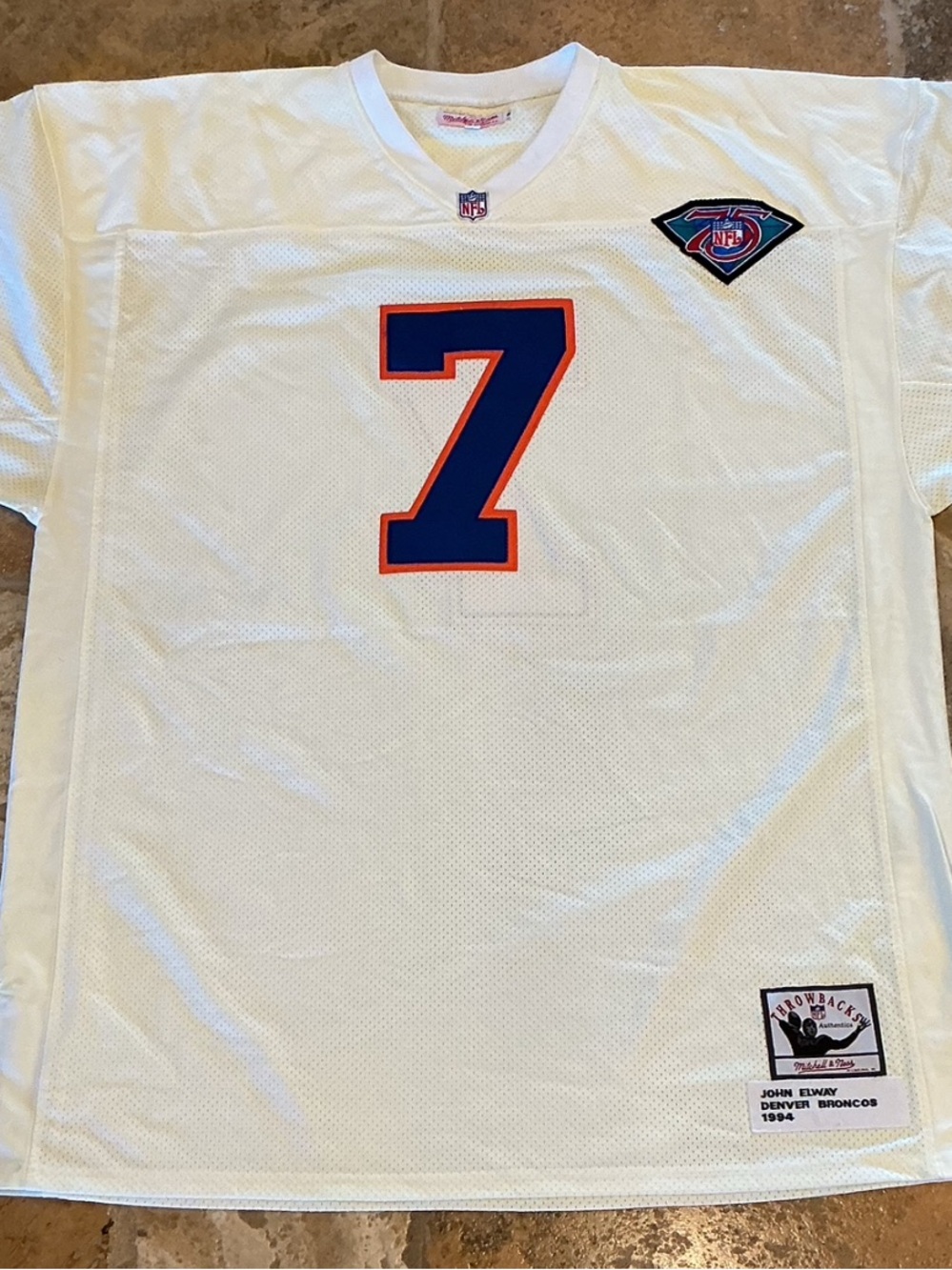 John Elway #7 White Broncos Throwback Jersey
